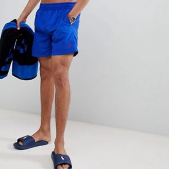 ralph lauren blue swim shorts